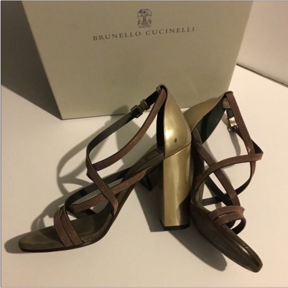 BRUNELLO CUCINELLI AUTHENTIC MONILI TRIM STRAPE CRISSCROSS STARPE SANDALS - Picture 4 of 14